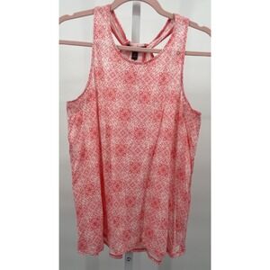 Banana Republic Coral Geometric Pattern Keyhole Back Flowy Tank Top‎ size Medium
